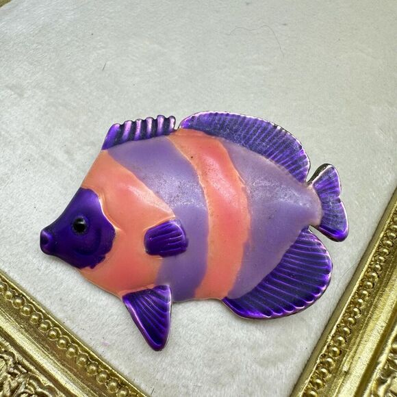 Vintage Tropical Fish Brooch Pendant Pin - Picture 1 of 3